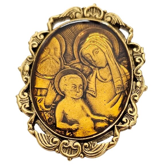 The Vatican Library Collection Mary, Joseph, And Baby Jesus Resin Brooch - Picture 9 of 9